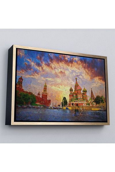 Harita Sepeti Pictură pe pânză Kremlin din Moscova și Catedrala Sfântului Vasile pe Piața Roșie într-un cadru-3696