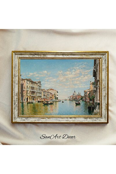 Sanart Pictură de epocă cu cadru, pictură în ulei, pictură înrămată, decor artistic, pictură peisaj