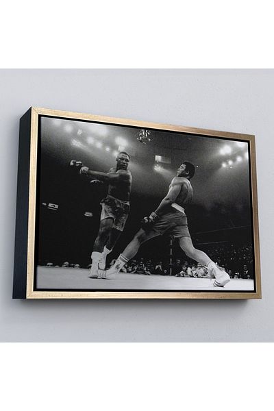 Harita Sepeti Pictură înrămată a lui Muhammad Ali-Joe Frazier, pictură motivațională pentru sală de sport-5089