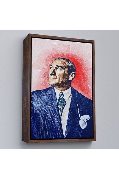 Harita Sepeti Pictură în ulei de Mustafa Kemal Atatürk cu cadru, portret, desen, pictură decorativă pe pânză-81