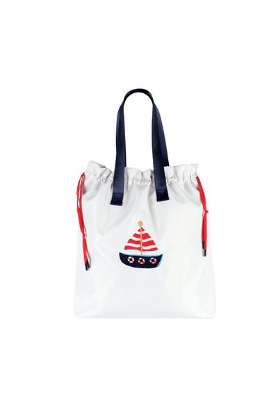 Atelier Bomonti Waterproof and Wet Dry Marine Boat Patterned Beach Pool Bag