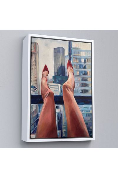 Harita Sepeti Pictură de femeie sexy în pantofi roșii în repaus din New York cu cadru-6184