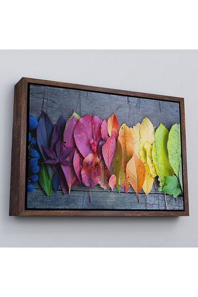 Harita Sepeti Pictură murală decorativă pe pânză cu frunze de toamnă înrămată-3441