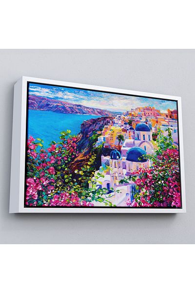 Harita Sepeti În rame Santorini Grecia Imagine abstractă conceptuală a unei fete frumoase-3754