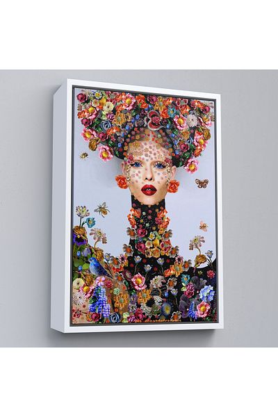 Harita Sepeti Framed Flower And Woman Themed Decorative Wall Painting-6338