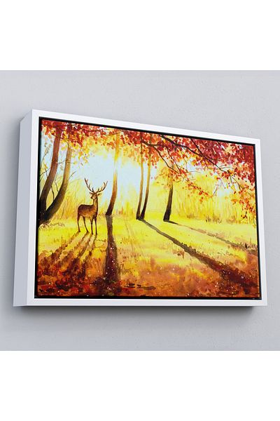 Harita Sepeti Un cerb în pădure în primăvară într-un cadru Vizualizare pictură în ulei Canvas Tablo-3745