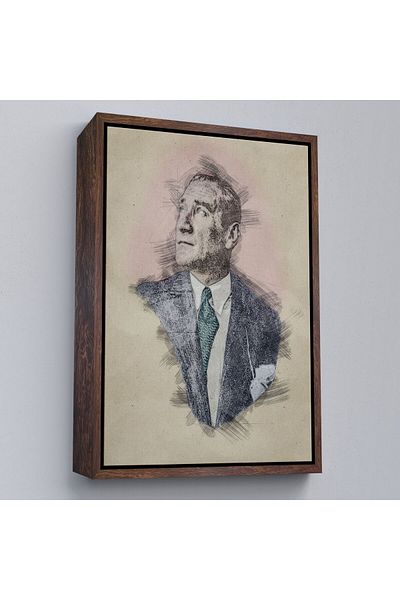 Harita Sepeti Σκελετός Μουσταφά Κεμάλ Ατατούρκ Σκίτσο Πορτραίτο Σχέδιο Διακοσμητικό Πίνακα Καμβά-80