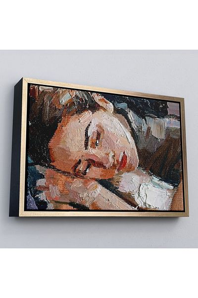 Harita Sepeti Стенна картина с маслени бои "Спящата красавица" в бяла рамка