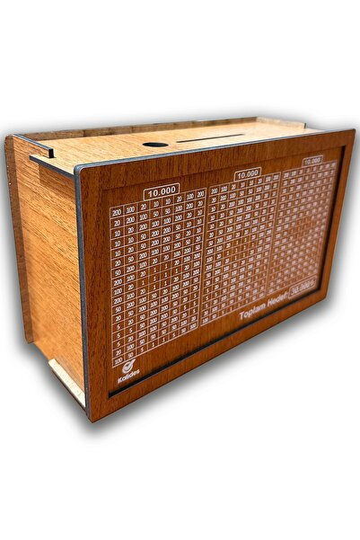 kalides Parabox - 30.000tl Kumbara (Kalem Hediyeli) , Ahşap Para Biriktirme Hedef Kutusu