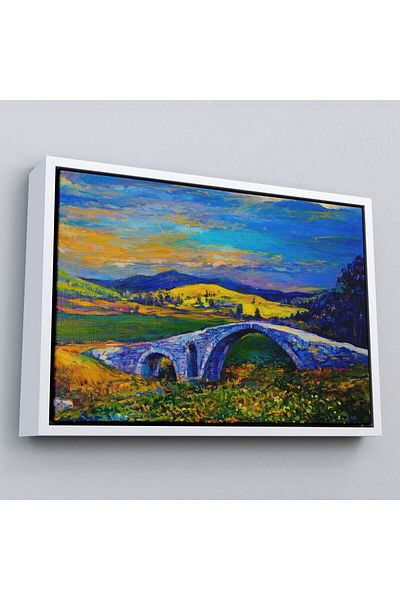 Harita Sepeti Tablou de perete peisaj de apus de soare Village Stone Bridge-1202