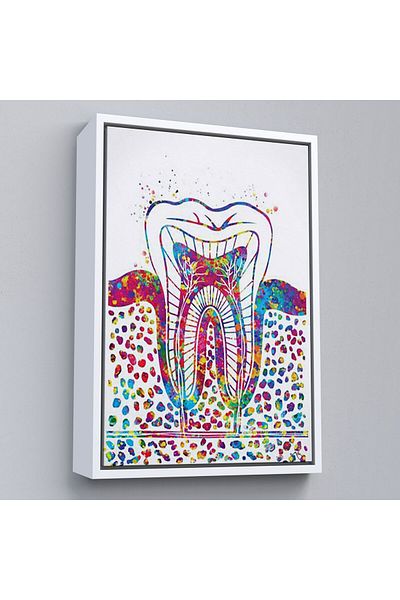 Harita Sepeti Dentă colorată înrămată, tablou de perete pentru dentist-6300