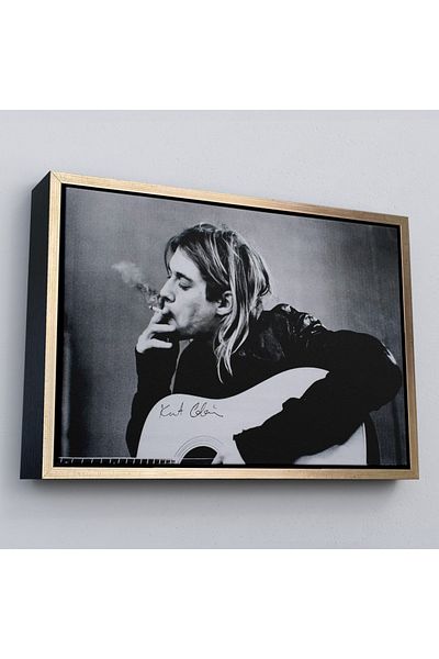 Harita Sepeti Cu cadru Kurt Cobain Smoking Celebrity Print Wall Art Canvas Print, Nirvana Print-5405