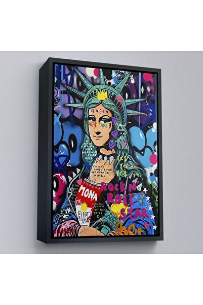 Harita Sepeti Uramljena Mona Liza Grafit Pop Art Zidna Slika -6216