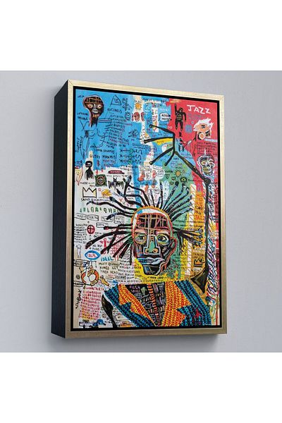Harita Sepeti Επιτραπέζιο καμβά Jean Michel Basquiat Jazz King με πλαίσιο, ζωγραφική σε καμβά Jazz King-4964