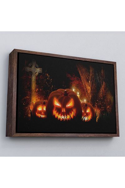 Harita Sepeti Decor de Halloween cu dovleci sculptate înfricoșătoare într-un cadru Pictură decorativă de perete-5197