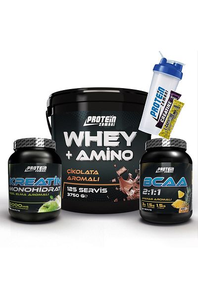 Protein Zamanı 3750gr Bcaa Creatine Monohydrate - Chocolate Whey Protein Powder Package