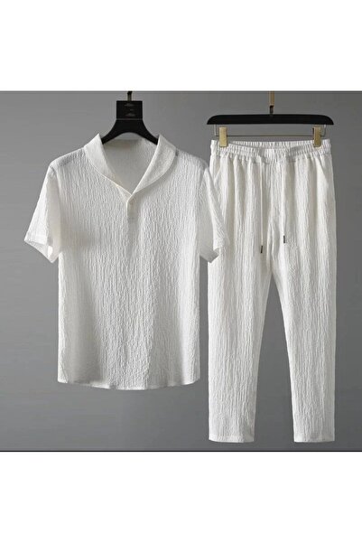 Elvino Set de tricou și trening unisex Lycra de vară - negru/alb, țesătură on...