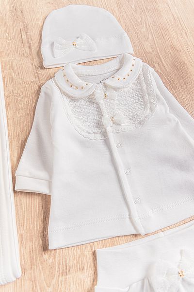 Babymod 10 Piece Baby Girl Hospital Release Baby Set with Natural Bow