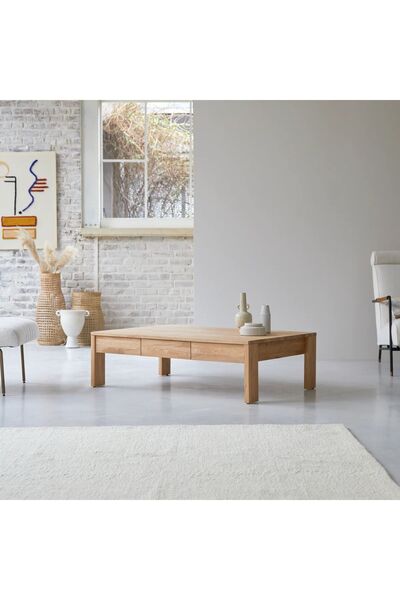 Wildwood atolye Çam masif ahşap çift çekmeceli orta sehpa