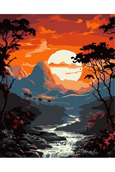 Lamba Cini Sayılarla Boyama Kasnaklı Tablo Seti Fırça Boya Dahil 40x50 Ayışığı