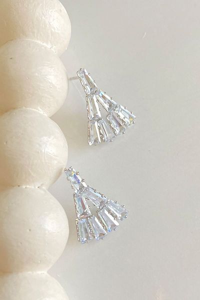 Ressia Special Design Zircon Stone Steel Hoop Earrings