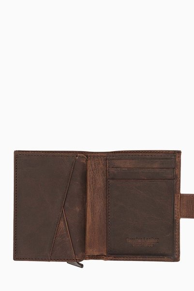 DAMY Men's Mini Wallet, Genuine Leather Mechanism Men's Wallet, Cash Coin & Card Holder Wallet - Brown K615
