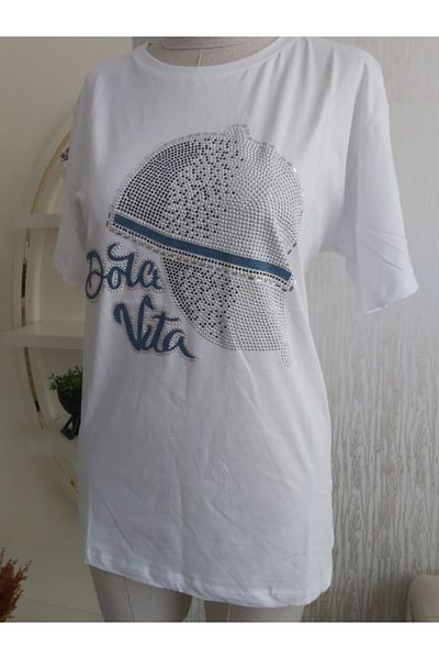 LUSSOLİFE White T-Shirt with Stone Detail