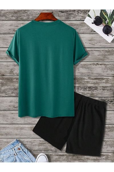 DAXİS Sportwear Company Мъжки комплект горнище и долнище с щампи - комплект тениска с къси панталони