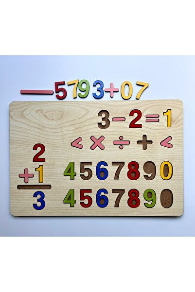 Çukurova Ahşap Ahşap Sayılar Bultak Dört Işlem Puzzle Eğitici Montessori Çocuk Gelişim Oyuncak