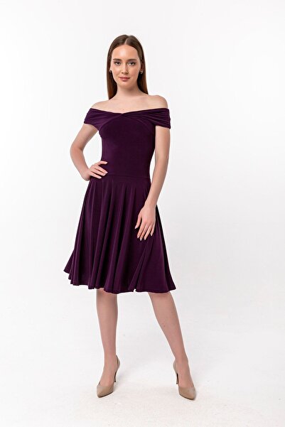 Laranor Φόρεμα Plum Madonna Collar