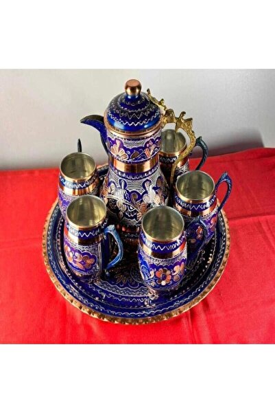 uzunoğlu bakır ürünleri Bakır Ayran Ve Içecek Seti 6 Kişilik Moskova Bardak Y...
