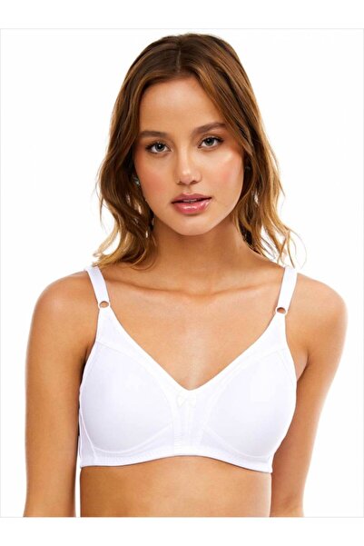 Bluence Sutien alb din bumbac pieptănat pentru femei