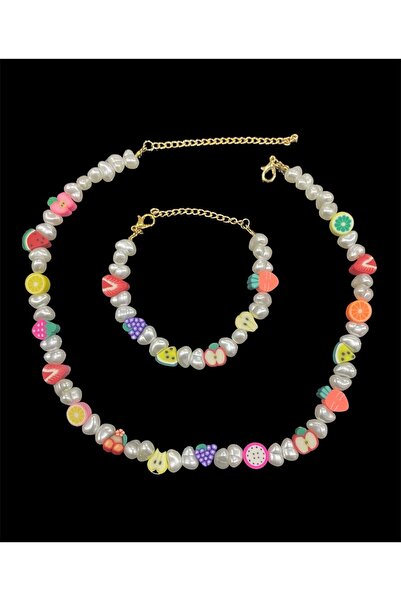 Karlay İncili Meyveli Kolye Bileklik Takım