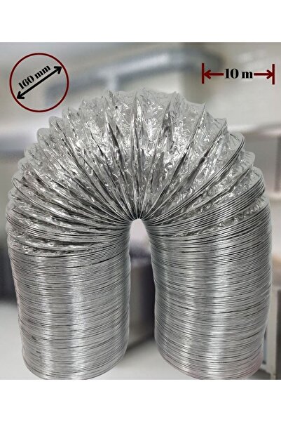 SBARK 160 Mm Alüminyum 10 Metre Aspiratör Havalandırma Borusu Çelik Telli Fle...