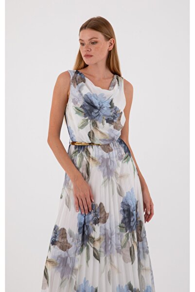 ŞEYDA ERTEM Plise Elbise Çiçek Desenli