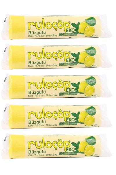 Ruloçöp Lemon Scented Drawstring Medium Size Garbage Bag 10 Pieces 5 Rolls
