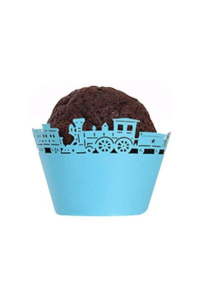 hobs Blue Train Muffin (Cupcake) Edge Ornament 10 Pieces