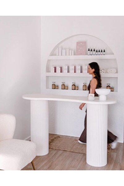BÜYÜK İNCİ Ahşap Fıstık Şekilli Çalışma Masası/Konsol/Salon Masası