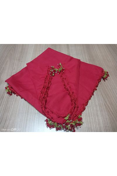 hoaryage 4 Side Embroidered Yemeni Handmade - Cherry Embroidered, Beaded Writing, Cheesecloth Scarf