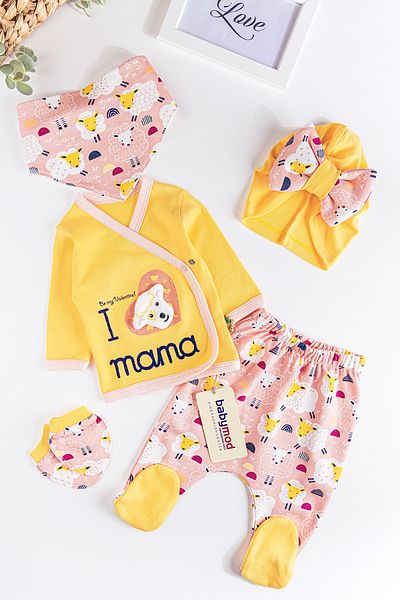 Babymod 5 Piece Baby Girl Hospital Output Baby Set with Lamb Figure