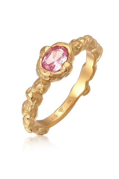 HAZE & GLORY Ring Synthetischen Saphir Pink 925 Sterling Silber Vergoldet