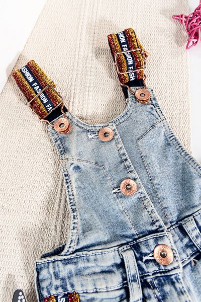 Babymod Glitter Detailed Summer Baby Girl Denim Salopet