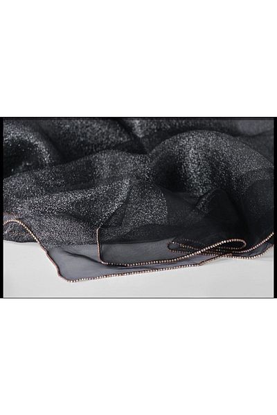 ARMANDA Evening Dress Shawl with Stone Edge Black-gray
