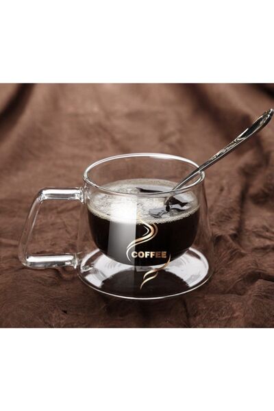 NETAVANTAJ كوب قهوة بطبقة مزدوجة من الزجاج 200 مل