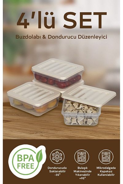 Nesto Home 600 ml 4-Piece Refrigerator Organizer Storage Set