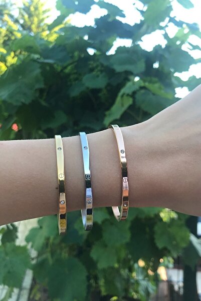 Novon Giyim & Aksesuar . Model A++ Ince Zirkon Taşlı 316l Çelik Üstü Altın Kaplama Bileklik