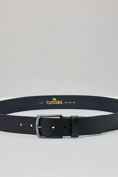 Tudors Ανδρική αθλητική μαύρη ζώνη 100% γνήσιο δέρμα 4 cm