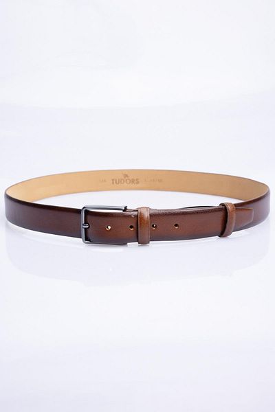 Tudors Ανδρική ζώνη 100% γνήσιο δέρμα 3,5 cm Classic Tan Color