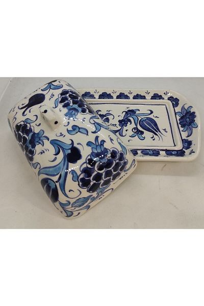 Dost Art Hediyelik Handmade Brush Painting Tile Butter Pot with Lid
