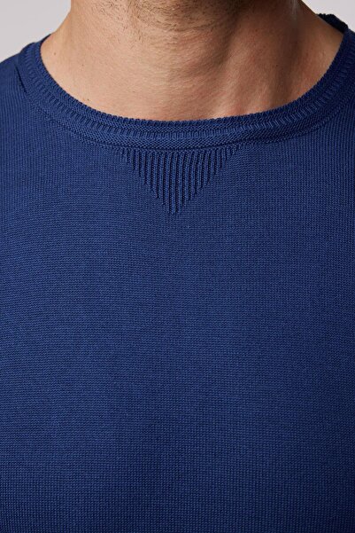 Tudors Erkek Standart Fit Normal Kesim Bisiklet Yaka Indigo Triko Kazak